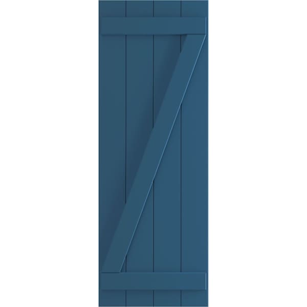 Ekena Millwork True Fit PVC Four Board Joined Board-n-Batten Shutters w/Z-Bar, Sojourn Blue , 21 1/2W x 31H, PR - TFP102BBF21X031HB