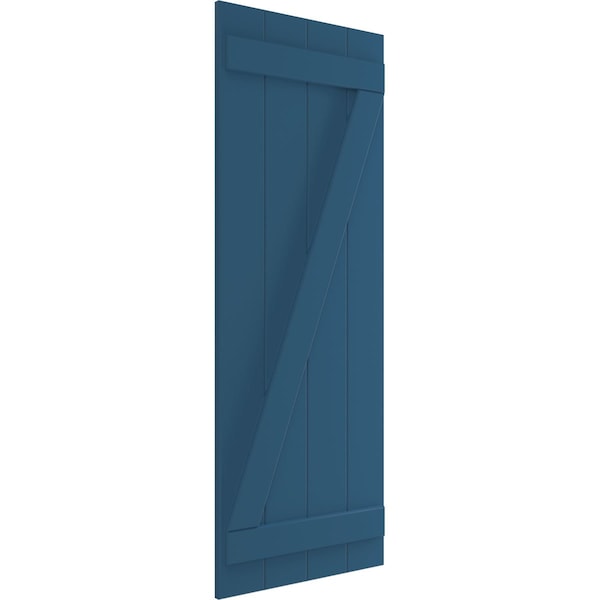 Ekena Millwork True Fit PVC Four Board Joined Board-n-Batten Shutters w/Z-Bar, Sojourn Blue , 21 1/2W x 31H, PR - TFP102BBF21X031HB