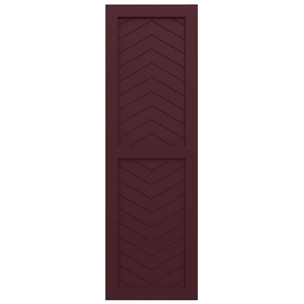 Ekena Millwork True Fit PVC Two Panel Chevron Modern Style Fixed Mount Shutters, Wine Red, 18W x 61H, PR - TFP101CV18X061WR