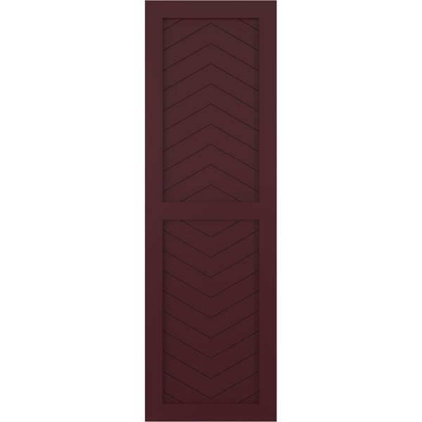 Ekena Millwork True Fit PVC Two Panel Chevron Modern Style Fixed Mount Shutters, Wine Red, 18W x 61H, PR - TFP101CV18X061WR