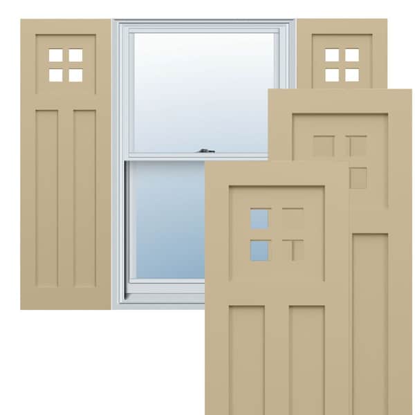 Ekena Millwork True Fit PVC San Antonio Mission Style Fixed Mount Shutters, Natural Twine, 12W x 51H, PR - TFP001ST12X051NT