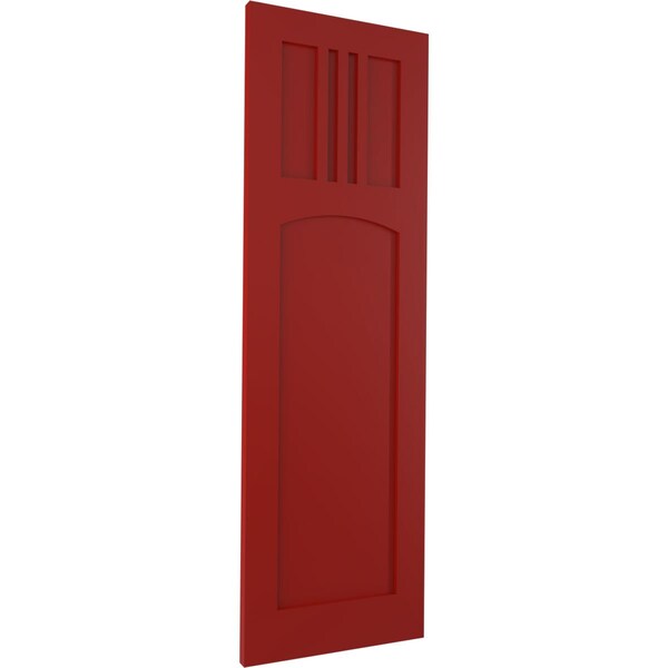 Ekena Millwork True Fit PVC San Miguel Mission Style Fixed Mount Shutters, Fire Red, 12W x 74H, PR - TFP001SM12X074BR