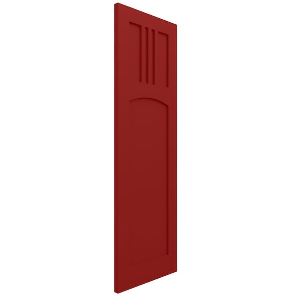 Ekena Millwork True Fit PVC San Miguel Mission Style Fixed Mount Shutters, Fire Red, 12W x 74H, PR - TFP001SM12X074BR