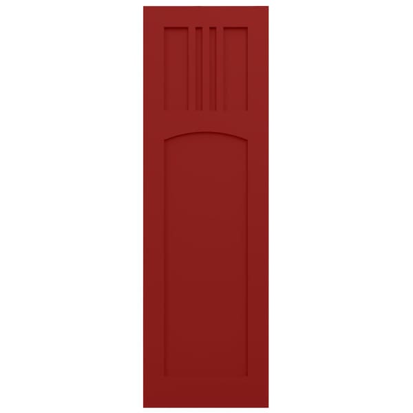 Ekena Millwork True Fit PVC San Miguel Mission Style Fixed Mount Shutters, Fire Red, 12W x 74H, PR - TFP001SM12X074BR