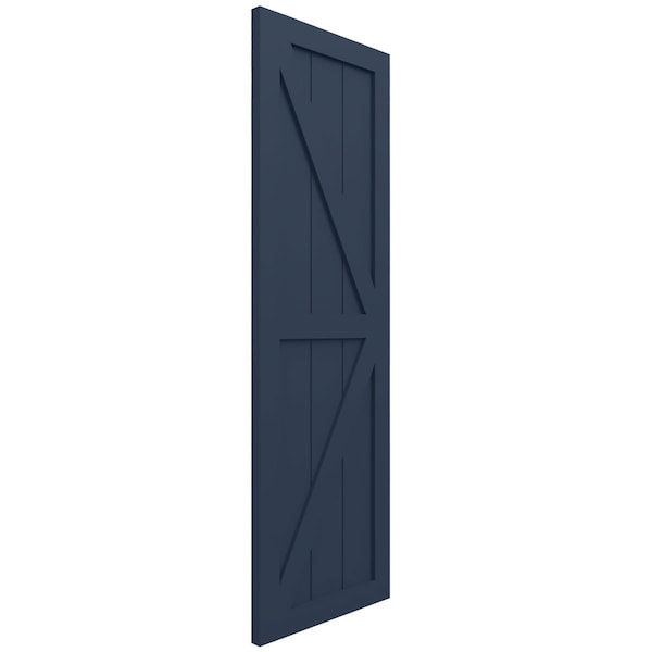 Ekena Millwork True Fit PVC Two Equal Panel Farmhouse Fixed Mount Shutters w/Z-Bar Starless Night Blue, 15Wx44H, PR - TFP102FH15X044OB