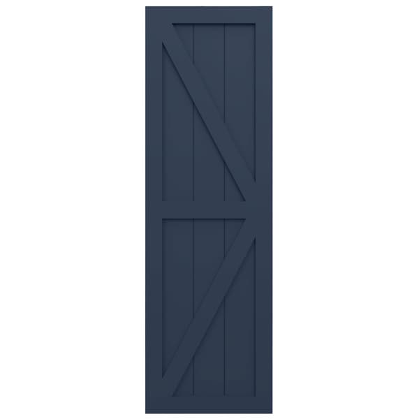 Ekena Millwork True Fit PVC Two Equal Panel Farmhouse Fixed Mount Shutters w/Z-Bar Starless Night Blue, 15Wx44H, PR - TFP102FH15X044OB