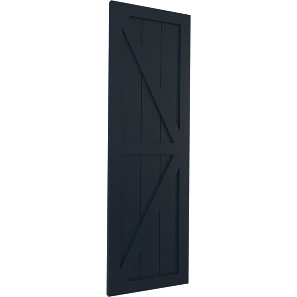 Ekena Millwork True Fit PVC Two Equal Panel Farmhouse Fixed Mount Shutters w/Z-Bar Starless Night Blue, 15Wx44H, PR - TFP102FH15X044OB
