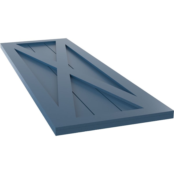 Ekena Millwork True Fit PVC Single X-Board Farmhouse Fixed Mount Shutters, Sojourn Blue, 12W x 40H, PR - TFP001FH12X040HB