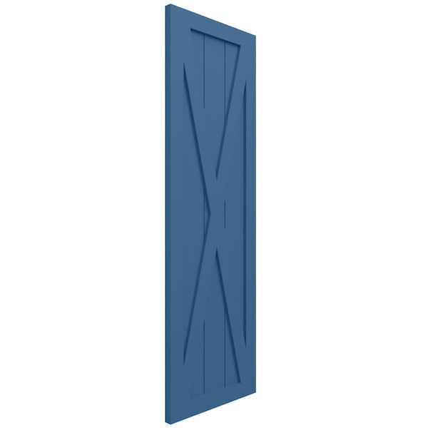 Ekena Millwork True Fit PVC Single X-Board Farmhouse Fixed Mount Shutters, Sojourn Blue, 12W x 40H, PR - TFP001FH12X040HB