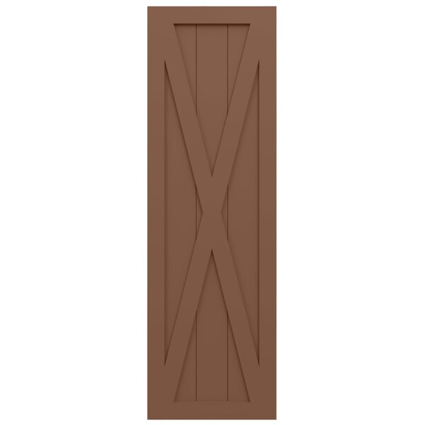 Ekena Millwork True Fit PVC Single X-Board Farmhouse Fixed Mount Shutters, Burnt Toffee, 12W x 47H, PR - TFP001FH12X047BT