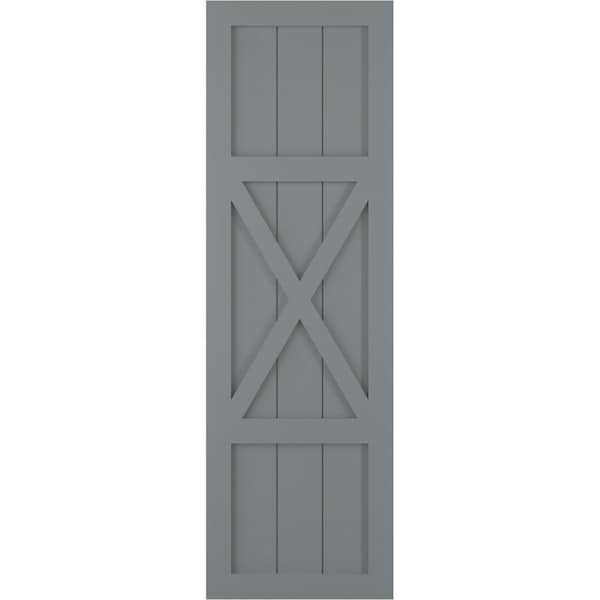 Ekena Millwork True Fit PVC Center X-Board Farmhouse Fixed Mount Shutters, Ocean Swell , 12W x 51H, PR - TFP107FH12X051CH