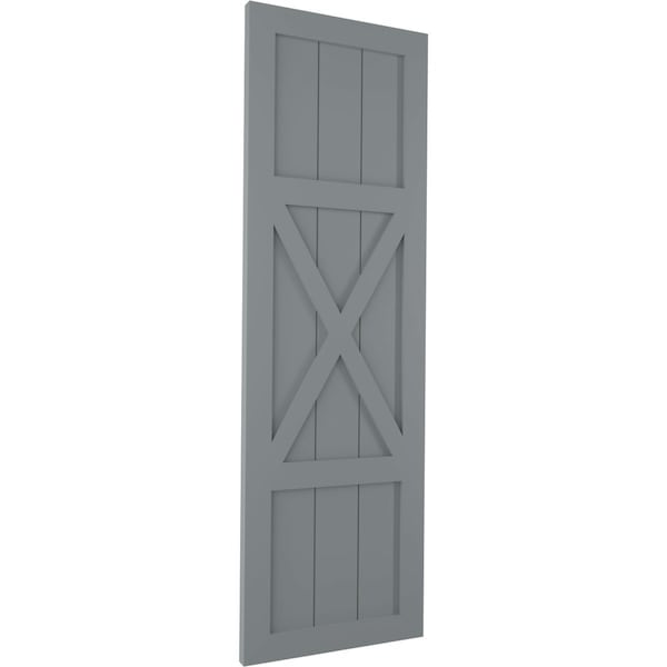 Ekena Millwork True Fit PVC Center X-Board Farmhouse Fixed Mount Shutters, Ocean Swell , 12W x 51H, PR - TFP107FH12X051CH