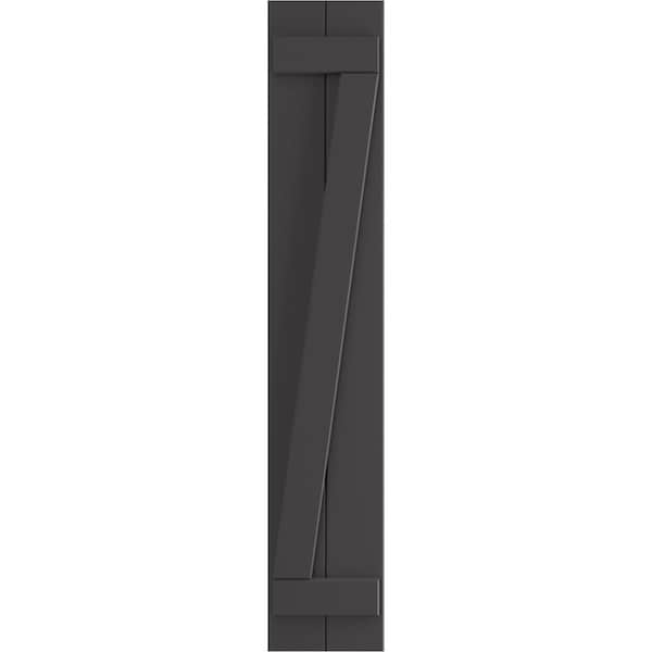 Ekena Millwork True Fit PVC, Two Board Joined Board-n-Batten Shutters w/Z-Bar, Shadow Mountain , 10 3/4W x 33H, PR - TFP102BBF11X033SM