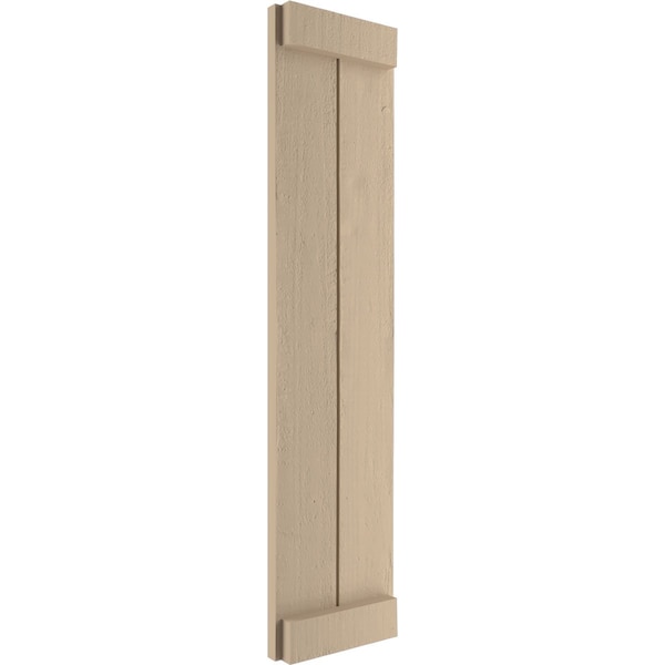 Ekena Millwork Rustic Two Board Joined Board-n-Batten Rough Cedar Faux Wood Shutters w/End Batten, 11W x 54H, PR - SHUBJE11X54RCPR