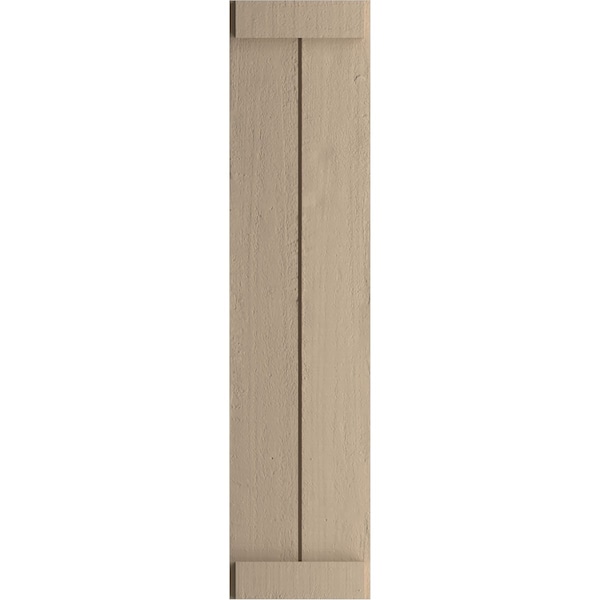 Ekena Millwork Rustic Two Board Joined Board-n-Batten Rough Cedar Faux Wood Shutters w/End Batten, 11W x 54H, PR - SHUBJE11X54RCPR
