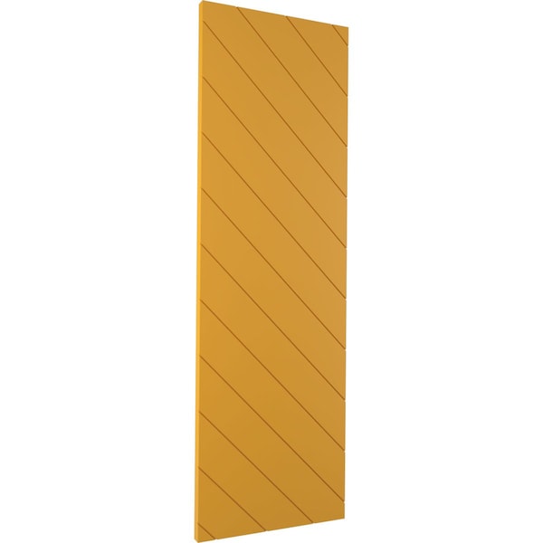 Ekena Millwork 15W x 62H True Fit PVC Diagonal Slat Modern Style Fixed Mount Shutters, Turmeric, PR - TFP001DG15X062TU