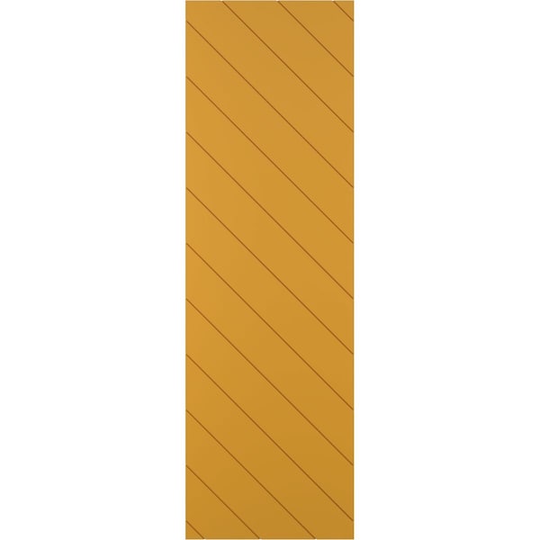 Ekena Millwork 15W x 62H True Fit PVC Diagonal Slat Modern Style Fixed Mount Shutters, Turmeric, PR - TFP001DG15X062TU