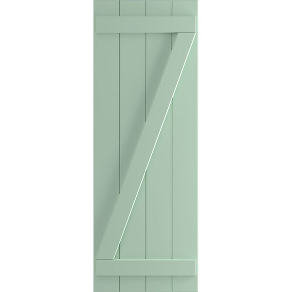 Ekena Millwork True Fit PVC, Four Board Joined Board-n-Batten Shutters w/Z-Bar, Seaglass , 21 1/2W x 28H, PR - TFP102BBF21X028SG