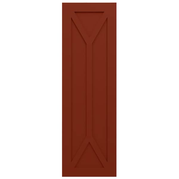 Ekena Millwork True Fit PVC San Carlos Mission Style Fixed Mount Shutters, Pepper Red, 18W x 77H, PR - TFP001SC18X077MR