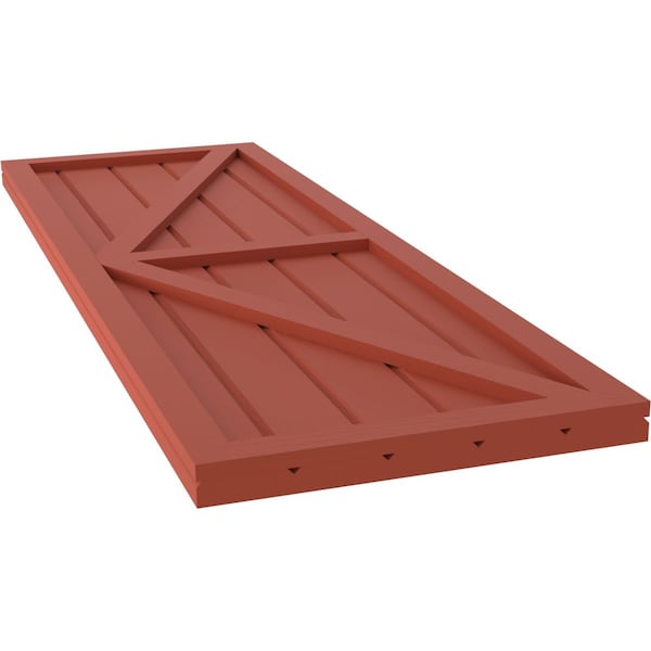 Ekena Millwork Americraft 5-Board Wood 2 Equal Panel Frmd Board-n-Batten Shutters w/Dubl Z-Bar, ARW102BF518X35CLH, PR - ARW102BF518X35CLH