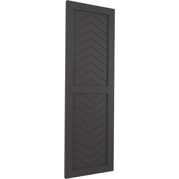 Ekena Millwork True Fit PVC Two Panel Chevron Modern Style Fixed Mount Shutters, Shadow Mountain, 12W x 64H, PR - TFP101CV12X064SM