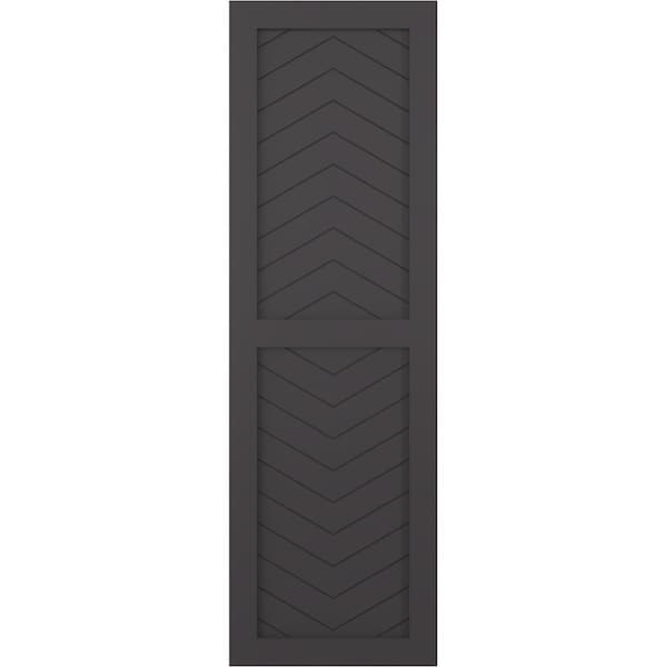 Ekena Millwork True Fit PVC Two Panel Chevron Modern Style Fixed Mount Shutters, Shadow Mountain, 12W x 64H, PR - TFP101CV12X064SM