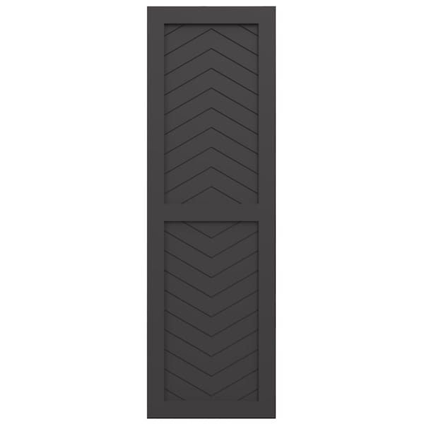 Ekena Millwork True Fit PVC Two Panel Chevron Modern Style Fixed Mount Shutters, Shadow Mountain, 12W x 64H, PR - TFP101CV12X064SM