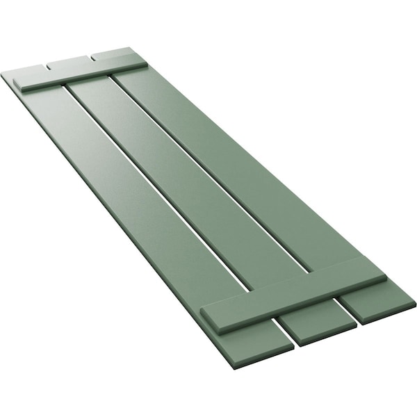 Ekena Millwork True Fit PVC, Three Board Spaced Board-n-Batten Shutters, Track Green , 17 1/8W x 40H, PR - TFP101SBF17X040TG