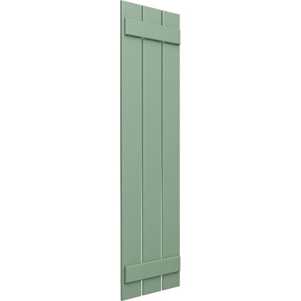 Ekena Millwork True Fit PVC, Three Board Spaced Board-n-Batten Shutters, Track Green , 17 1/8W x 40H, PR - TFP101SBF17X040TG