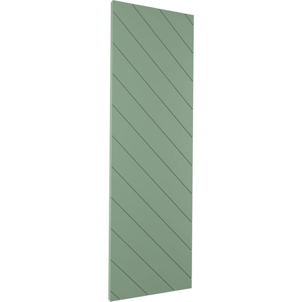 Ekena Millwork 15W x 51H True Fit PVC Diagonal Slat Modern Style Fixed Mount Shutters, Track Green, PR - TFP001DG15X051TG