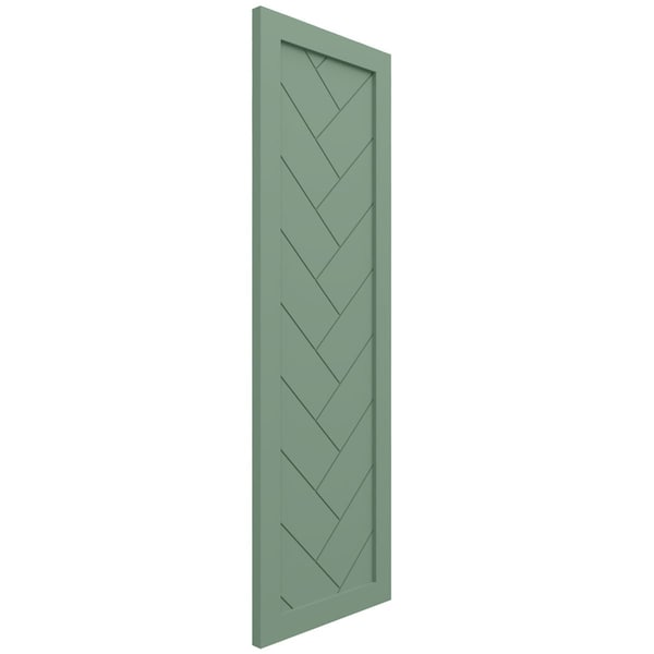 Ekena Millwork True Fit PVC Single Panel Herringbone Modern Style Fixed Mount Shutters, Track Green, 18W x 49H, PR - TFP001HB18X049TG