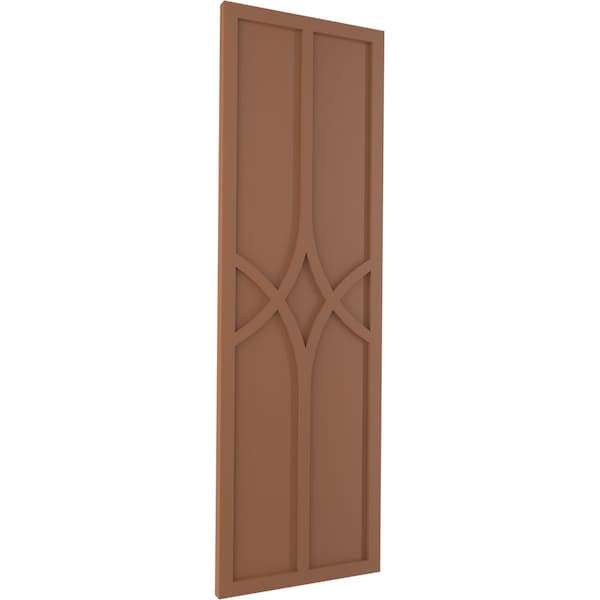 Ekena Millwork True Fit PVC Cedar Park Fixed Mount Shutters, Burnt Toffee, 18W x 40H, PR - TFP001CP18X040BT
