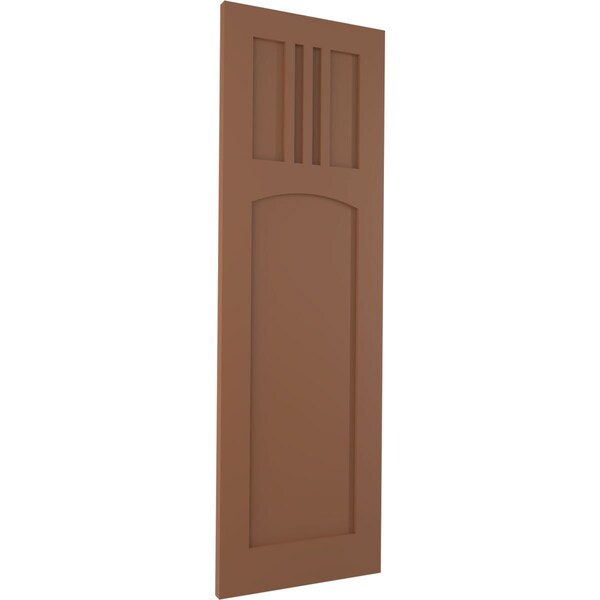 Ekena Millwork True Fit PVC San Miguel Mission Style Fixed Mount Shutters, Burnt Toffee, 15W x 53H, PR - TFP001SM15X053BT
