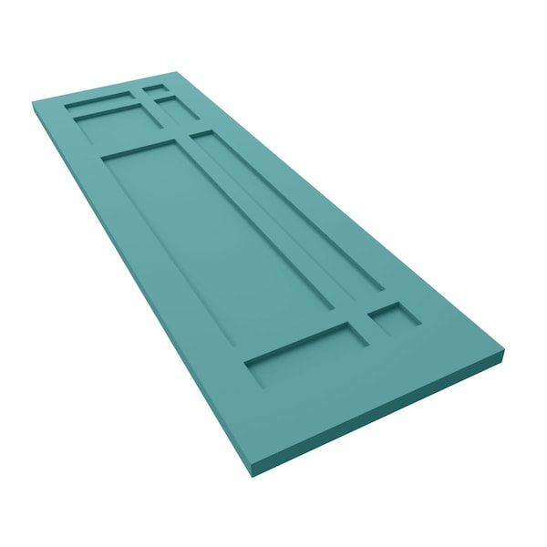 Ekena Millwork True Fit PVC San Juan Capistrano Mission Style Fixed Mount Shutters, Pure Turquoise, 18W x 29H, PR - TFP001SJ18X029PT