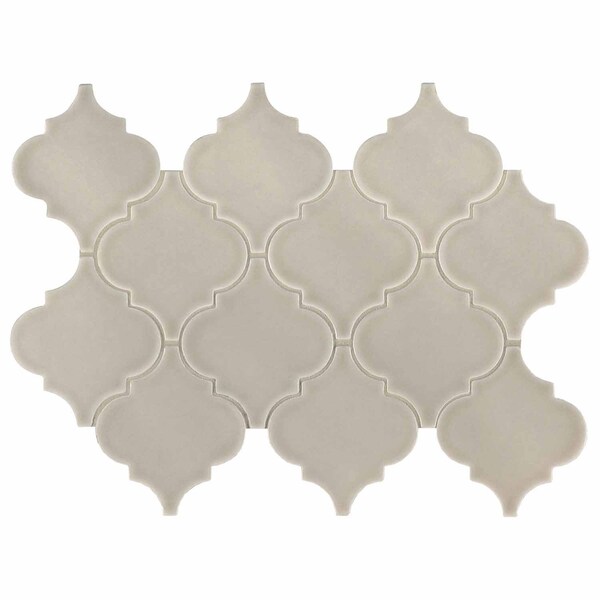 Msi Portico Pearl Arabesque 10.83 In. X 15.5 In. X 8Mm Glossy Ceramic Mesh-Mounted Mosaic Tile, 10PK - ZOR-MD-0240