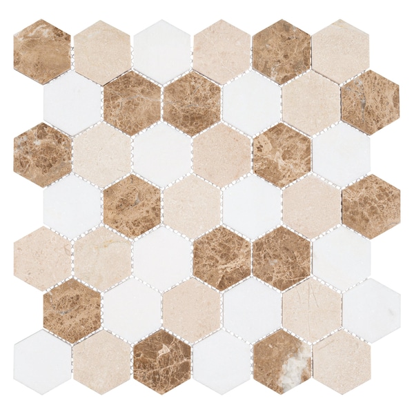 Andova Tiles ANDOVA TILES Channing 2" x 2" Marble Honeycomb Mosaic Floor Use Tile - ANDCHA125
