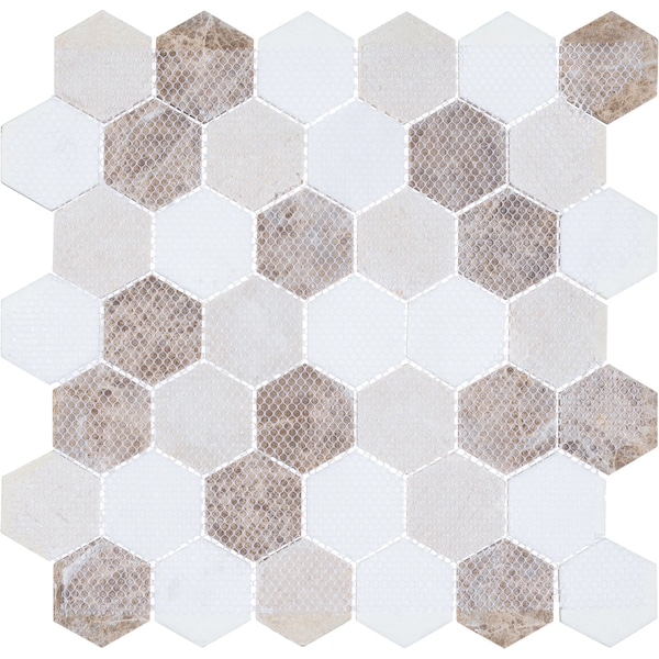 Andova Tiles ANDOVA TILES Channing 2" x 2" Marble Honeycomb Mosaic Floor Use Tile - ANDCHA125