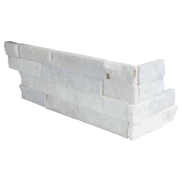 Msi Arctic White Splitface Ledger Corner 6 In. X 18 In. Natural Marble Wall Tile, 6PK - ZOR-PNL-0050
