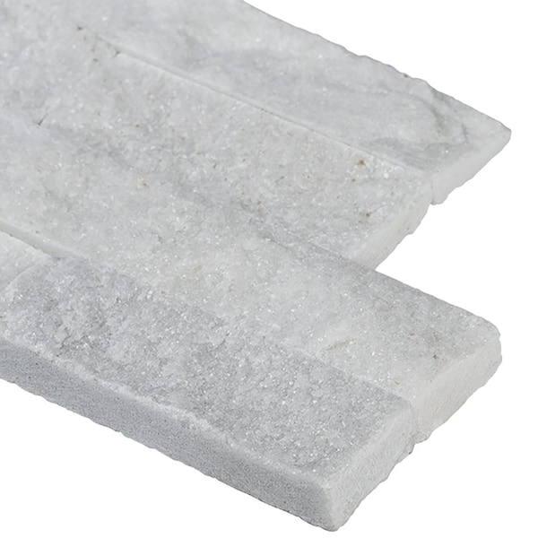 Msi Arctic White Splitface Ledger Corner 6 In. X 18 In. Natural Marble Wall Tile, 6PK - ZOR-PNL-0050