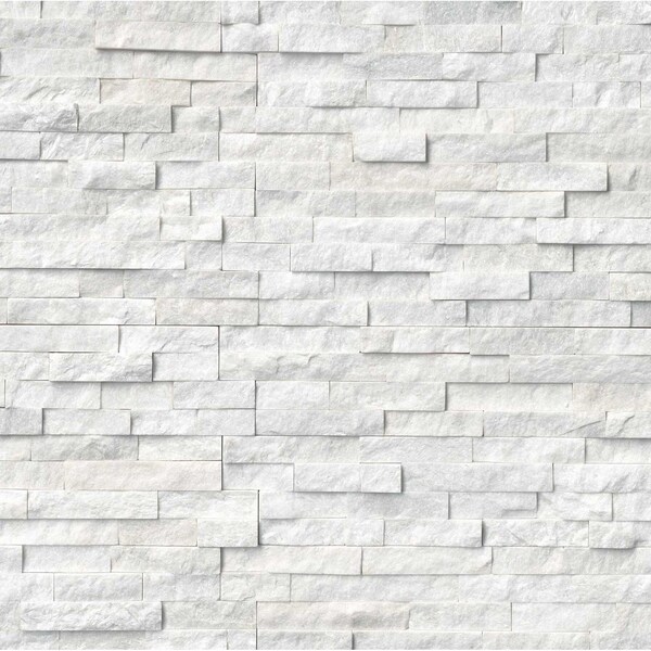 Msi Arctic White Splitface Ledger Corner 6 In. X 18 In. Natural Marble Wall Tile, 6PK - ZOR-PNL-0050