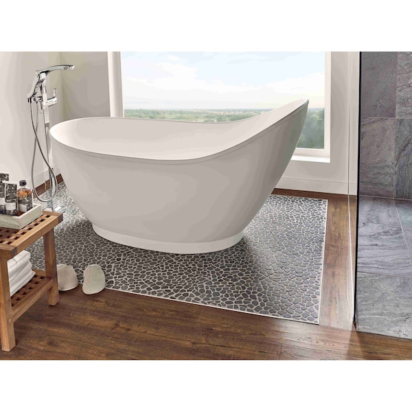Msi Black Pebbles 11.42 In. X 11.42 In.Tumbled Marble Mesh-Mounted Mosaic Tile, 10PK - ZOR-MD-0356