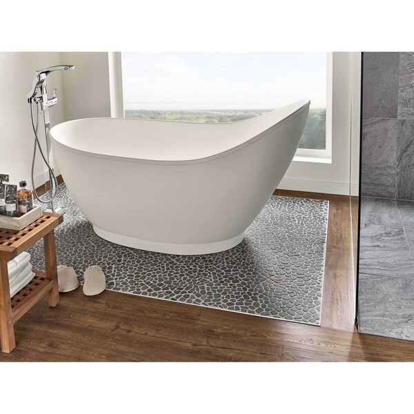 Msi Black Pebbles 11.42 In. X 11.42 In.Tumbled Marble Mesh-Mounted Mosaic Tile, 10PK - ZOR-MD-0356