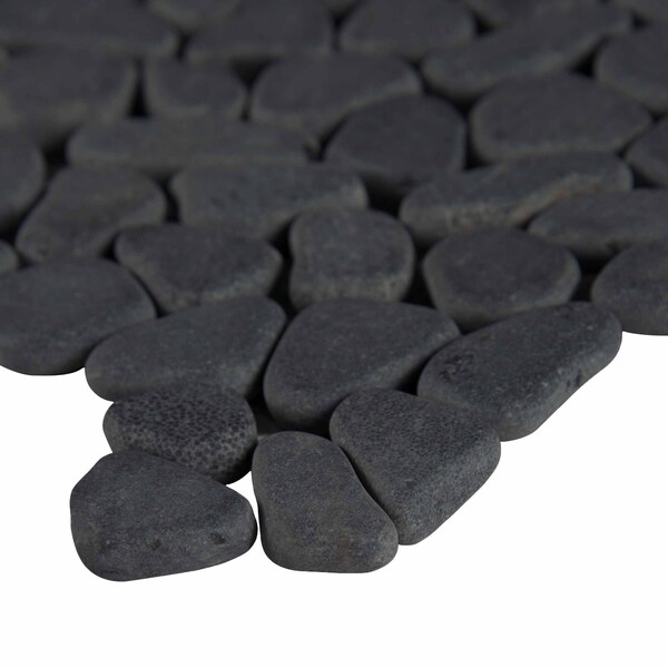 Msi Black Pebbles 11.42 In. X 11.42 In.Tumbled Marble Mesh-Mounted Mosaic Tile, 10PK - ZOR-MD-0356