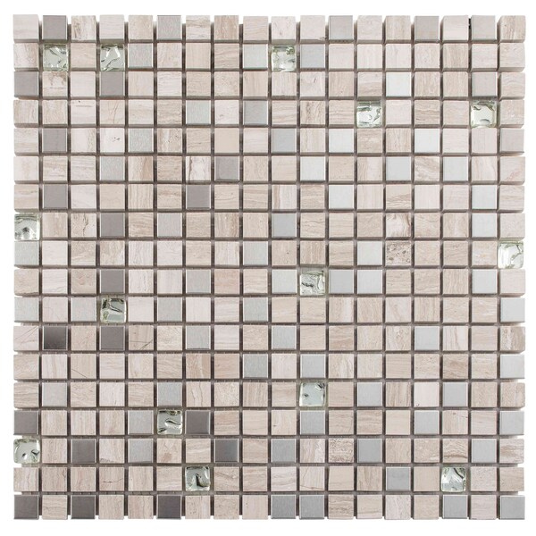 Andova Tiles SAMPLE-Mosik 1 in. x 1 in. Glass and Natural Stone Mosaic Wall Tile - SAM-ANDOPU992