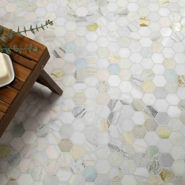 Msi Sample Cloudland Hexagon Polished Marble Mosaic Floor And Wall Tile - ZOR-MD-0653-SAM