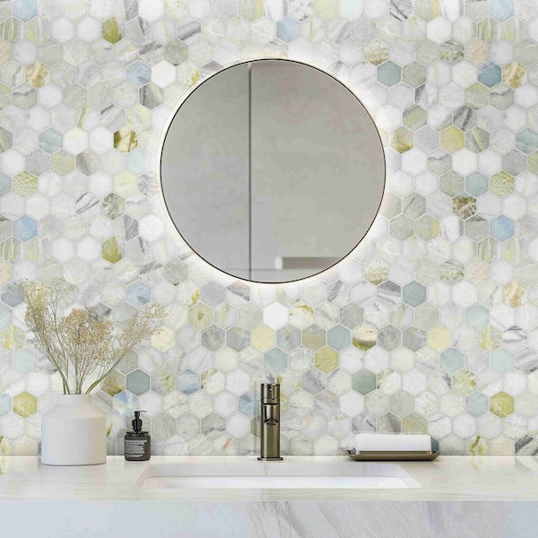 Msi Sample Cloudland Hexagon Polished Marble Mosaic Floor And Wall Tile - ZOR-MD-0653-SAM