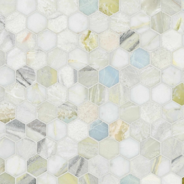 Msi Sample Cloudland Hexagon Polished Marble Mosaic Floor And Wall Tile - ZOR-MD-0653-SAM