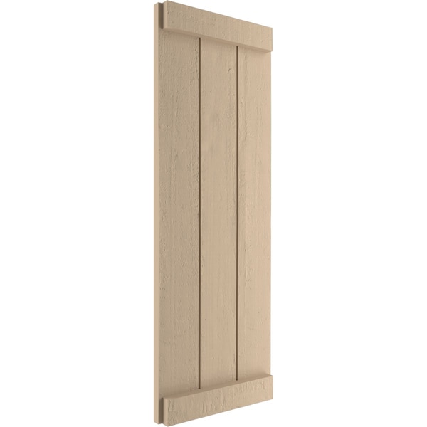 Ekena Millwork Rustic Three Board Joined Board-n-Batten Rough Cedar Faux Wood Shutters w/End Batten, 16 1/2"Wx74"H - SHUBJE16X74RCPR