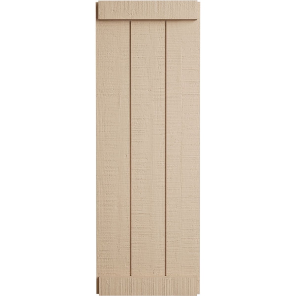 Ekena Millwork Rustic Three Board Joined Board-n-Batten Rough Cedar Faux Wood Shutters w/End Batten, 16 1/2"Wx74"H - SHUBJE16X74RCPR