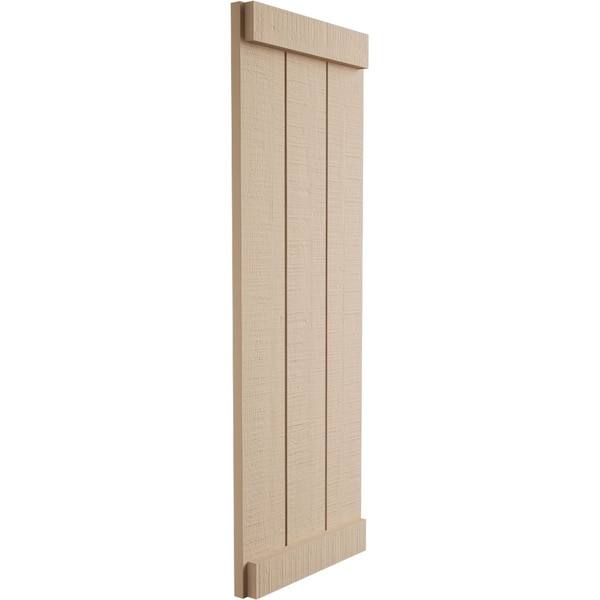 Ekena Millwork Rustic Three Board Joined Board-n-Batten Rough Cedar Faux Wood Shutters w/End Batten, 16 1/2"Wx74"H - SHUBJE16X74RCPR